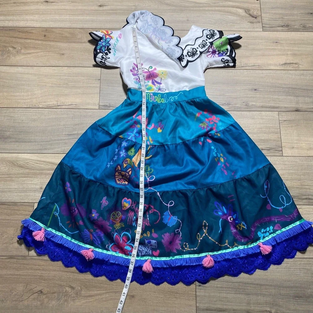 Disney Girls Encanto‎ Mirabel Costume Dress Size 9/10 White Blue EUC - Picture 6 of 12